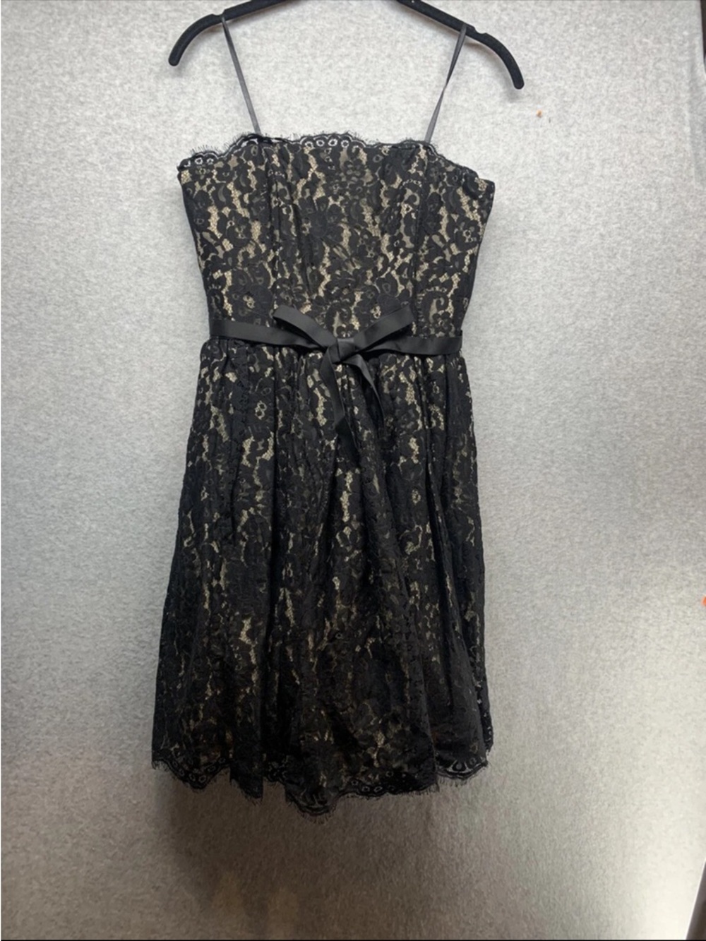 Robert Rodriguez Black Lace Strapless Mini Dress with Nude Lining